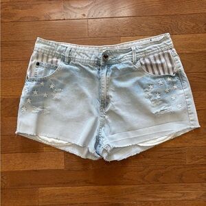 YMI Jeanz Distressed Cut-Off Shorts with Stars and Stripes Details